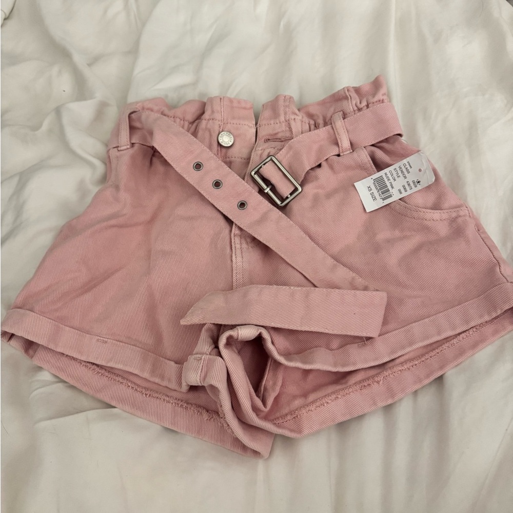 Pink Belted Women Shorts